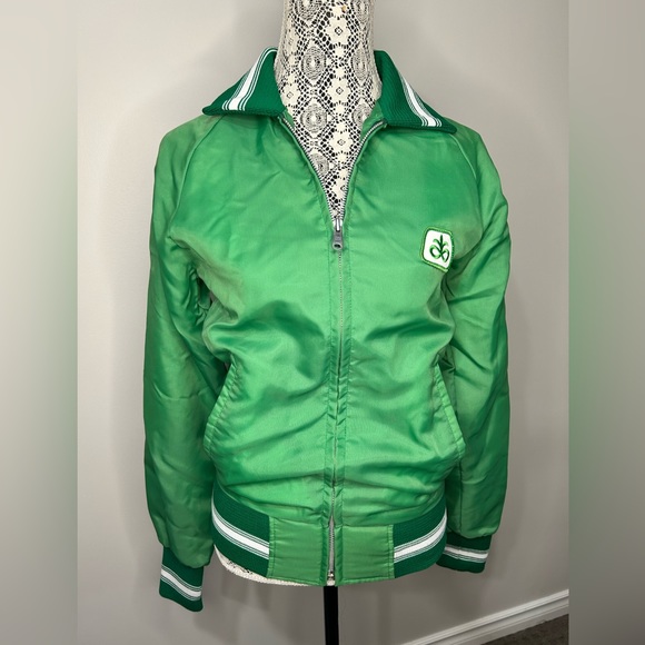 Jackets & Blazers - Vintage 1970s green ‘Pioneer’ bomber jacket with striped cuffs